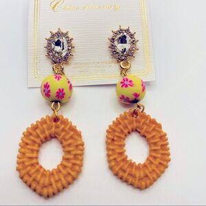 Earrings Crystal and Peach Pierced! CUTE BRAND NEW